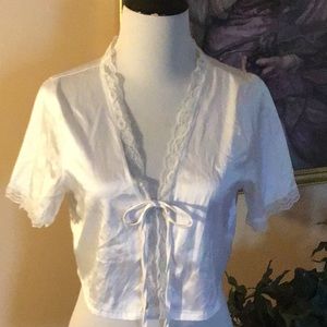 White satin  lace trim coverup